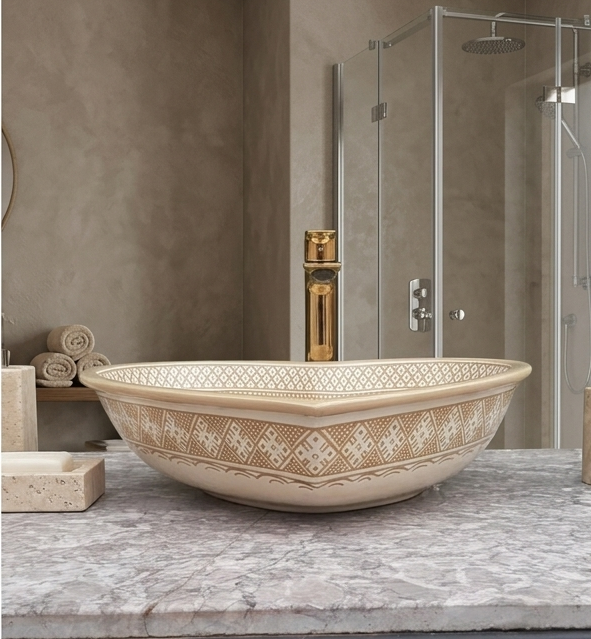 Valley - Handmade Moroccan Ceramic Washbassin Heart form