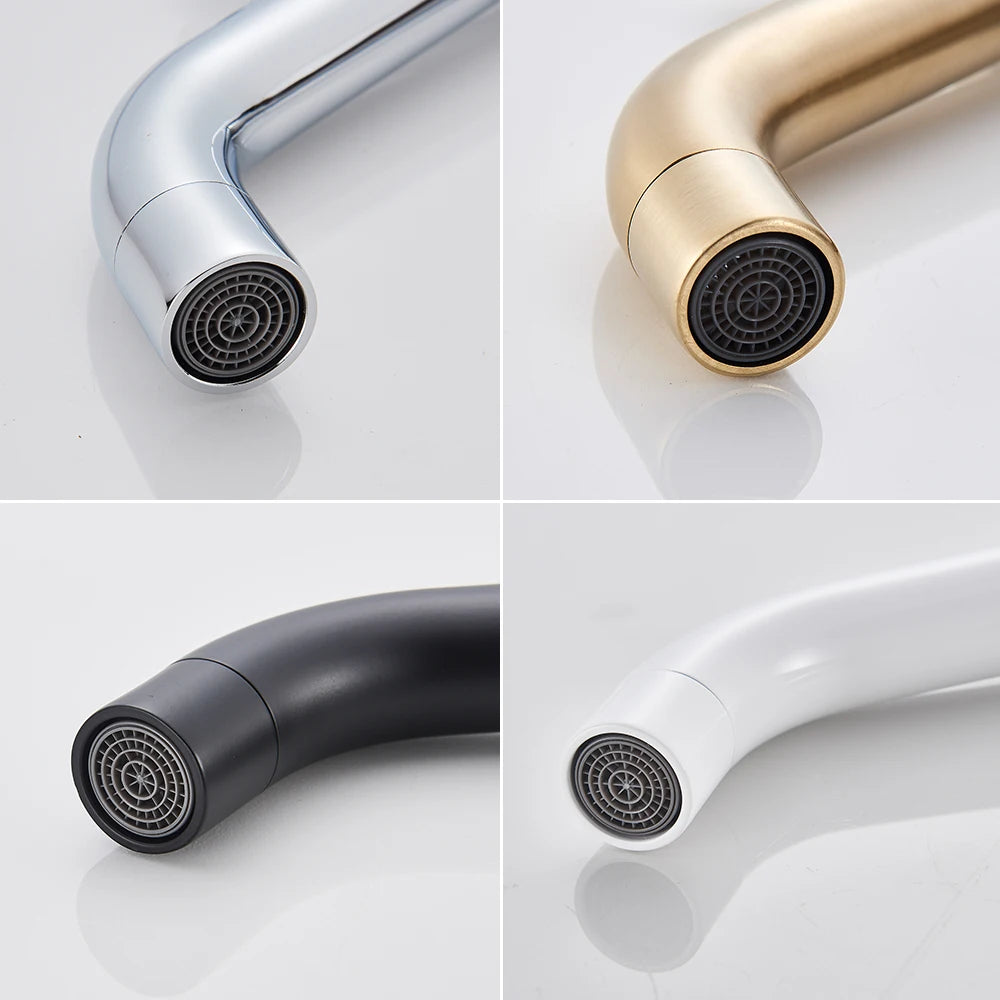 Grifo mezclador negro para lavabo con agua caliente y fría