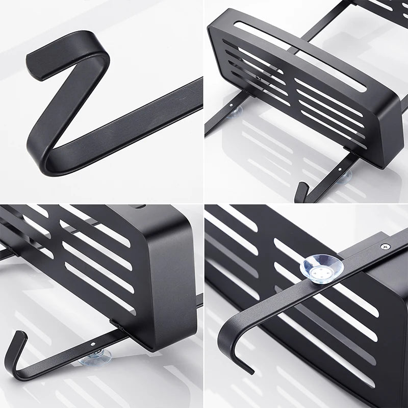 Zwarte hangende badplanken badkamerorganizer