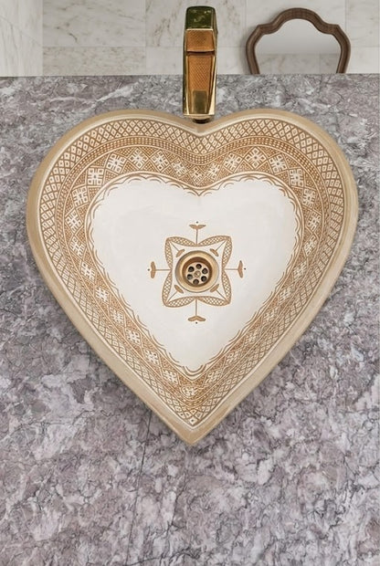 Valley - Handmade Moroccan Ceramic Washbassin Heart form