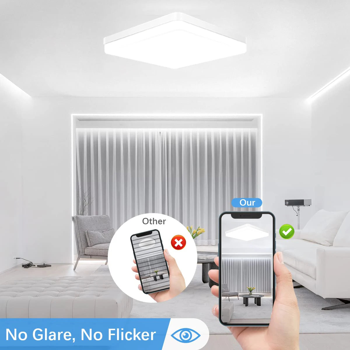 Vierkant LED plafondlamp