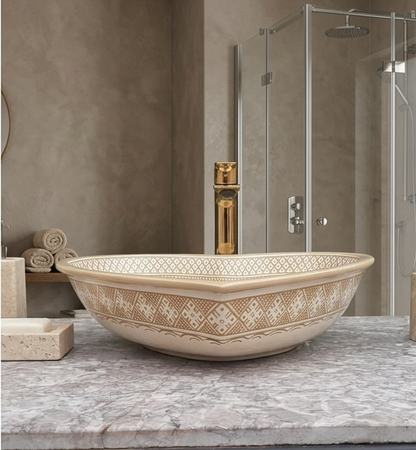Valley - Handmade Moroccan Ceramic Washbassin Heart form