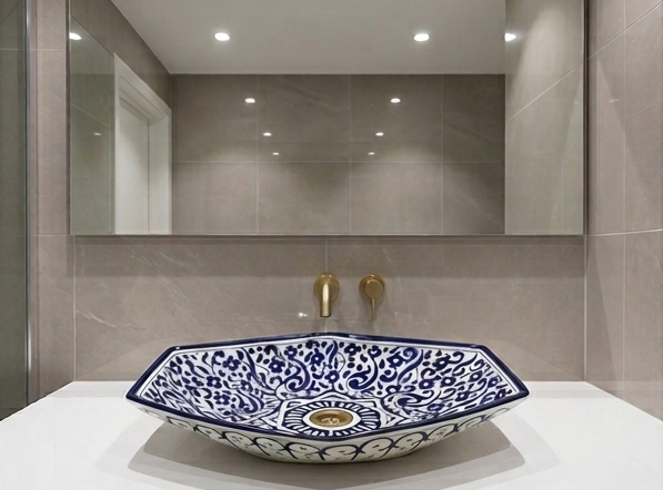 Flair - Handgemaakte Marokkaanse keramische wastafel – kleuren op maat