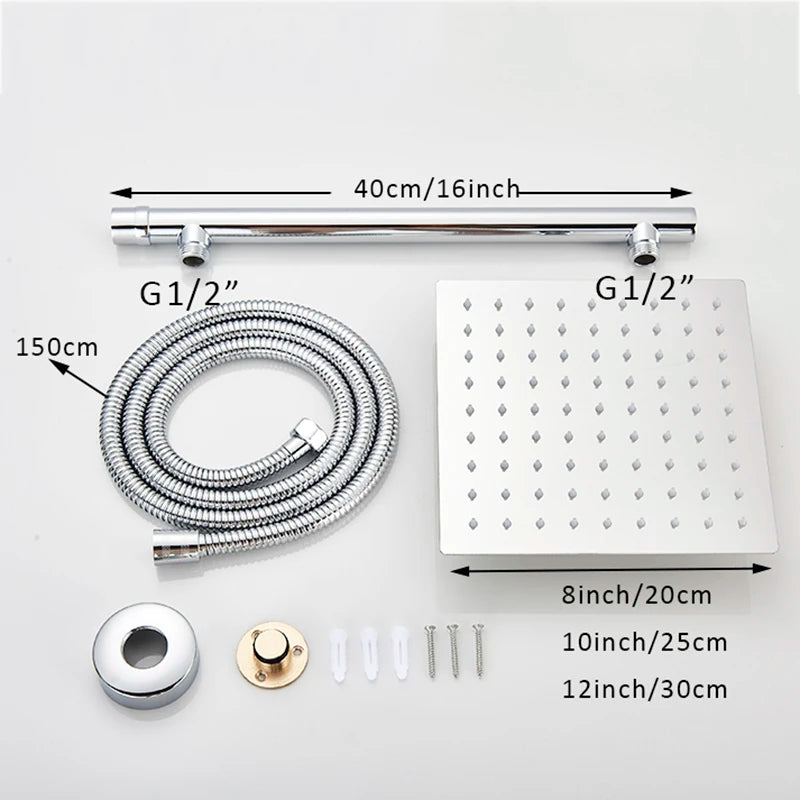 Ultradunne wandmontage regendouchekop met 16 inch roestvrijstalen douche