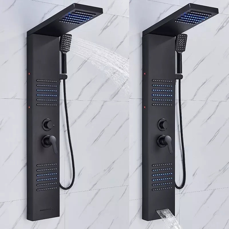 Matzwart LED-douchepaneel 