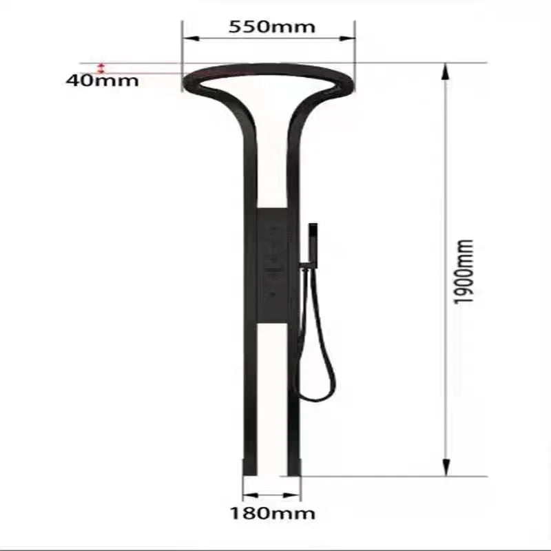 High-end digitale display grote ring doucheset puur koper wandhangend draaiend oppervlak decoratie innovatieve waterval