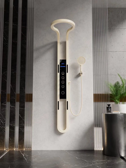 High-end digitale display grote ring doucheset puur koper wandhangend draaiend oppervlak decoratie innovatieve waterval