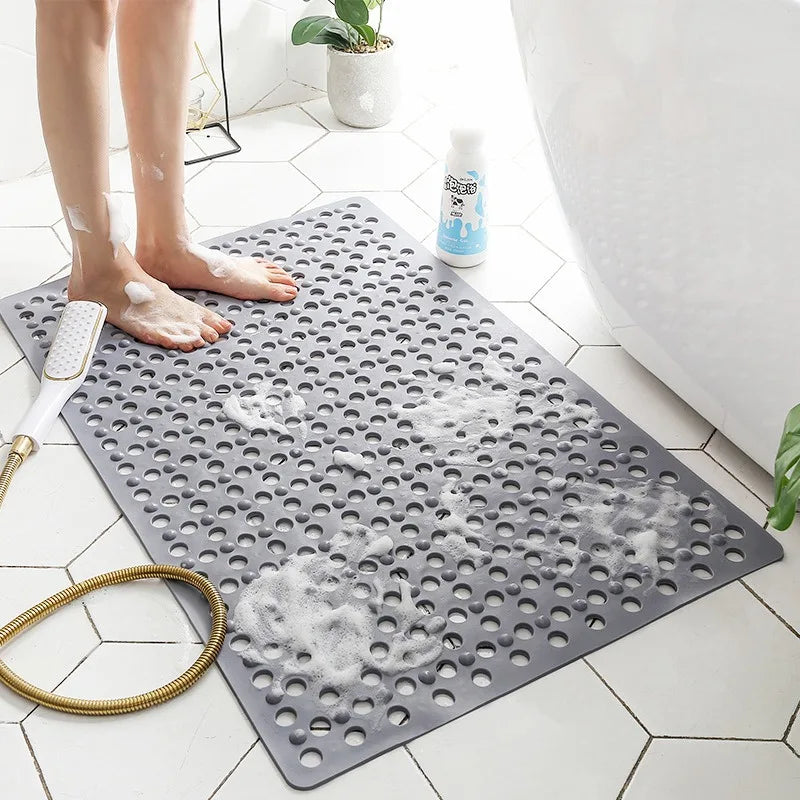 Square Non-slip Bathroom Mat with Suction Cup and Round Hole Design Shower Anti-fall Household Shower Massage Quick Drainage Mat