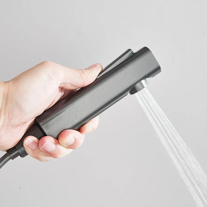 Black Smart Digital Display Shower Faucet Set Piano Style Rainlfall Bathroom System Grey Digital Mixer Tap Bidet Shower