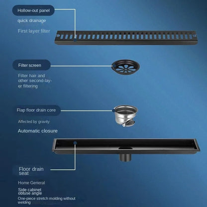 Zwarte 20-80cm verlengde vloerafvoer badkamer