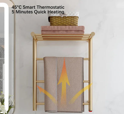 Brushed Gold/Chrome Electric Heated Towel Rail
