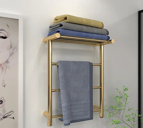 Brushed Gold/Chrome Electric Heated Towel Rail