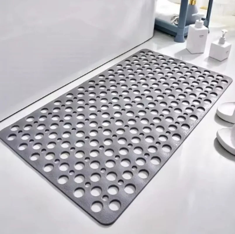 Square Non-slip Bathroom Mat with Suction Cup and Round Hole Design Shower Anti-fall Household Shower Massage Quick Drainage Mat