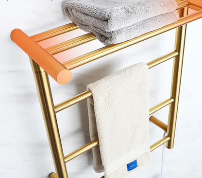 Brushed Gold/Chrome Electric Heated Towel Rail