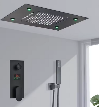 Geborstelde plafonddouchekop met led-verlichting