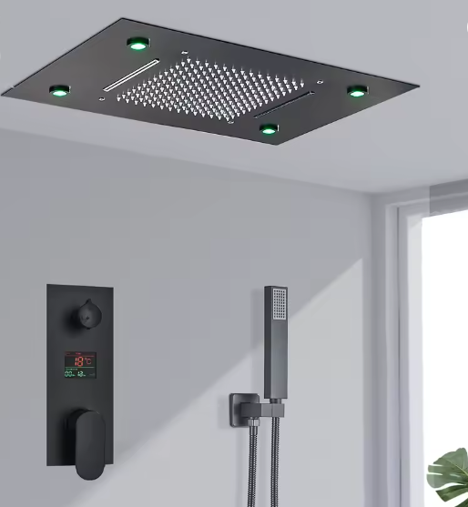 Geborstelde plafonddouchekop met led-verlichting