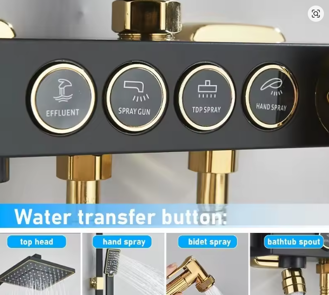 Full Copper Black Gold Shower Sets Booster Shower Head Modern Simple Bathtub Faucet Shower System Home Bathroom Accessories Sets