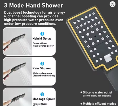 Full Copper Black Gold Shower Sets Booster Shower Head Modern Simple Bathtub Faucet Shower System Home Bathroom Accessories Sets