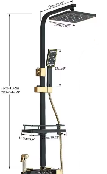 Full Copper Black Gold Shower Sets Booster Shower Head Modern Simple Bathtub Faucet Shower System Home Bathroom Accessories Sets