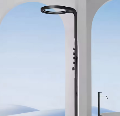 High-end digitale display grote ring doucheset puur koper wandhangend draaiend oppervlak decoratie innovatieve waterval