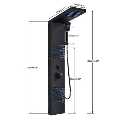Matzwart LED-douchepaneel 