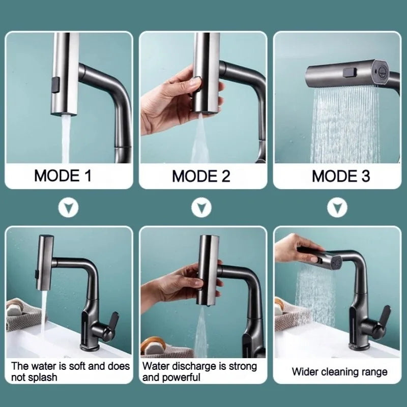 Temperatuur Digitale Weergave Waterval Wastafelkraan 