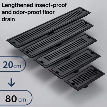 Zwarte 20-80cm verlengde vloerafvoer badkamer