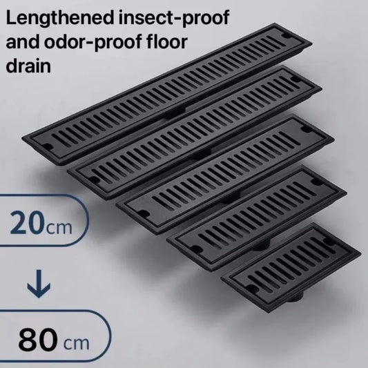 Zwarte 20-80cm verlengde vloerafvoer badkamer
