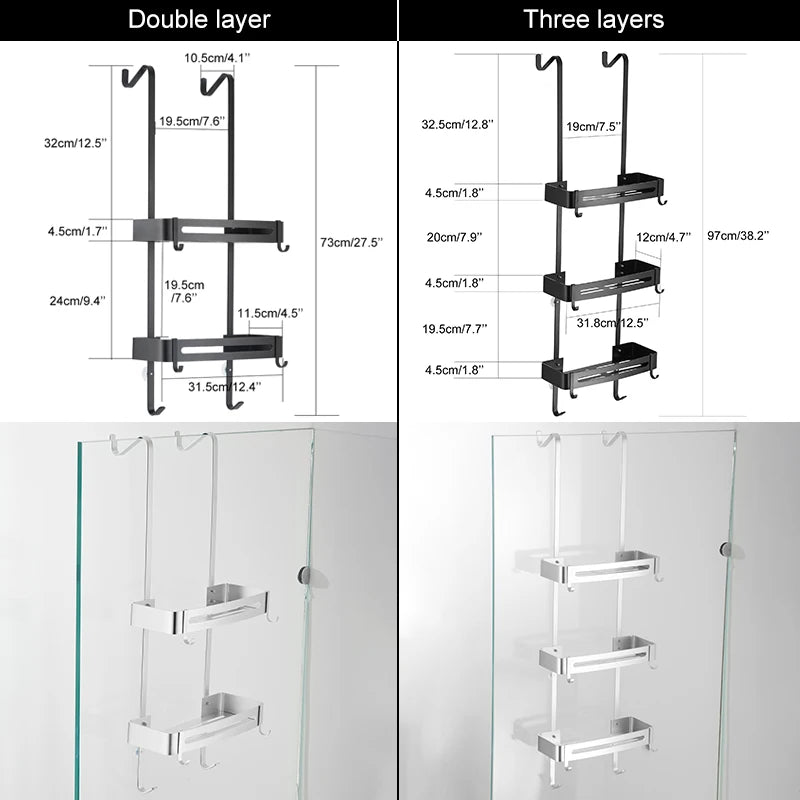 Zwarte hangende badplanken badkamerorganizer