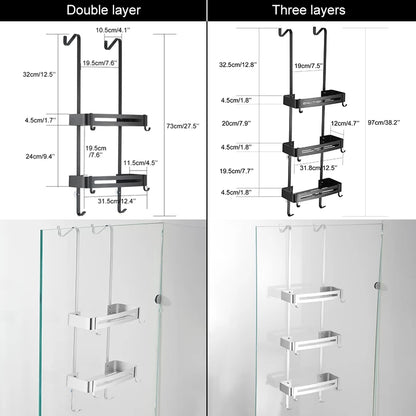 Zwarte hangende badplanken badkamerorganizer