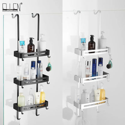 Zwarte hangende badplanken badkamerorganizer