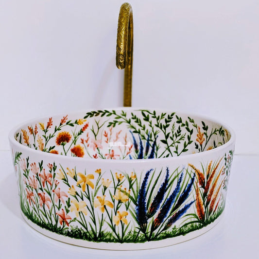 Marchica - Handgeschilderde Keramische Wastafel - Ronde Bloemen Badkamerwastafel, Handgemaakte Marokkaanse Kunst Wastafel