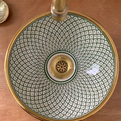 Fez Design Sink – Handgemaakte porseleinen keramische wasbak met 14k gouden rand, hoge kwaliteit, kras- en vlekbestendig, meerdere kleuren