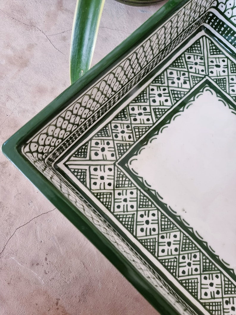Marokkaanse wastafel, 100% handgemaakt, Handbeschilderde vis, Badkamerdecoratie, Keukendecoratie, Groene keramische wastafel, Gratis afvoer en sifoon.